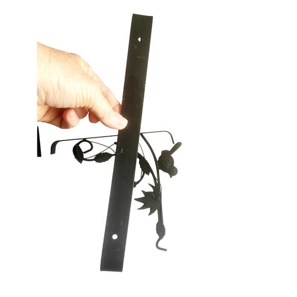 Pair of Bird Leaf Vine Black Metal Rod Iron Planter Hooks - Picture 8 of 8